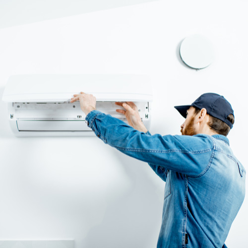 AC installation by a technician