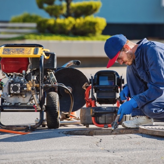drain camera with technician